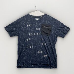 Projek Raw Pocket Tee Logo AOP Shirt Y2K Soft V-neck Men Sz L Navy Blue